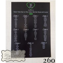 Seating Plan Black with Green Hearts | Design 260sp