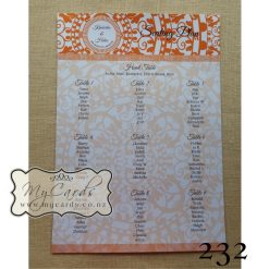 Orange Doily A3 Seating Plan | Design 232