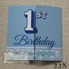 1st Birthday Blue Damask Gatefold | Design 228