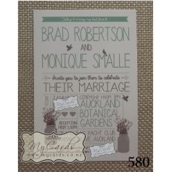 A6 Jars with Flower Wedding Invitation | Design 580