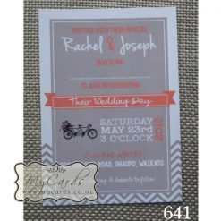 A6 Chevron Tandem Bike Wedding Invitation | Design 641