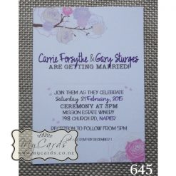 A6 Lineart Flowers Wedding Invitation | Design 645