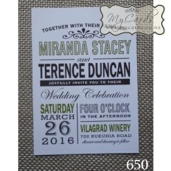 A6 Modern Font Wedding Invitation | Design 650