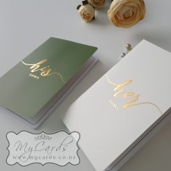 Vow Books - Green and White - Gold Foil (set of 2 books) His Her